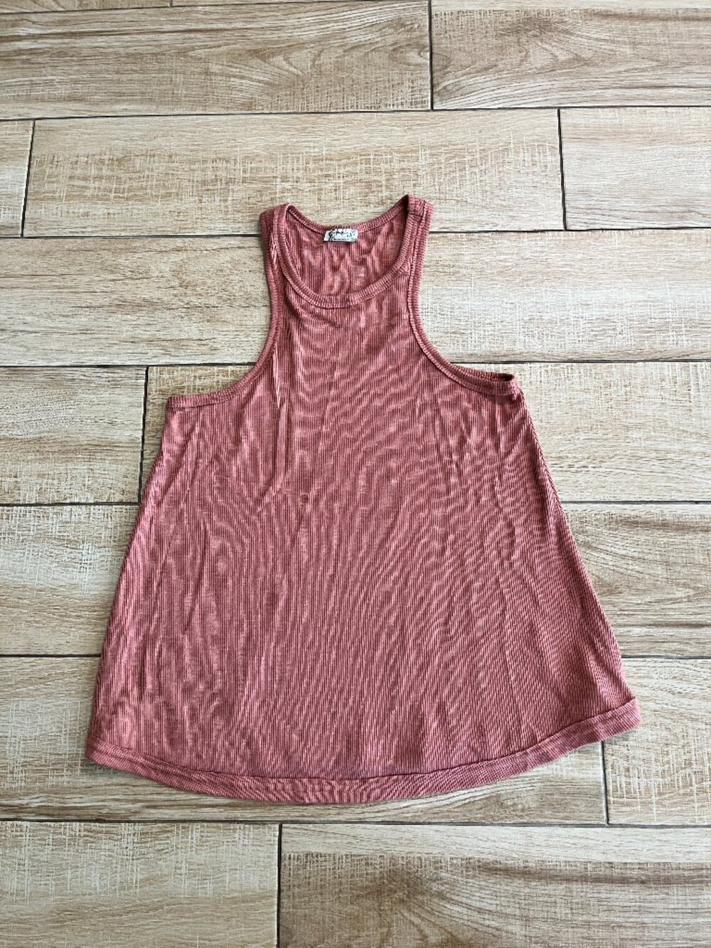 Womens Free People Intimately Orange Ribbed Tank - XS